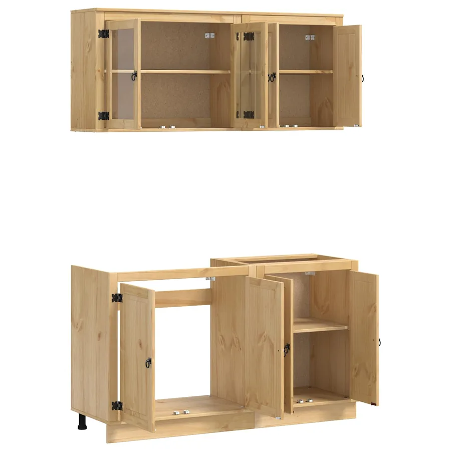 Armoire avec étagère avec porte SKI 4 pcs Brun Miel Pin massif - 5