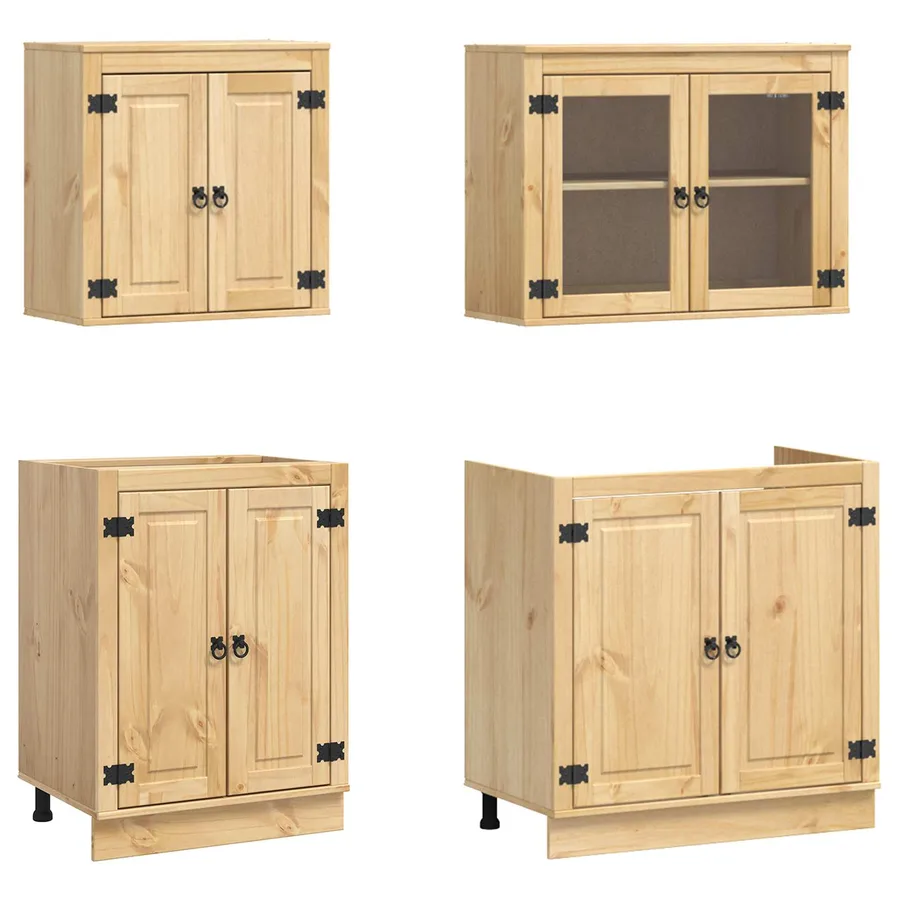 Armoire avec étagère avec porte SKI 4 pcs Brun Miel Pin massif - 6