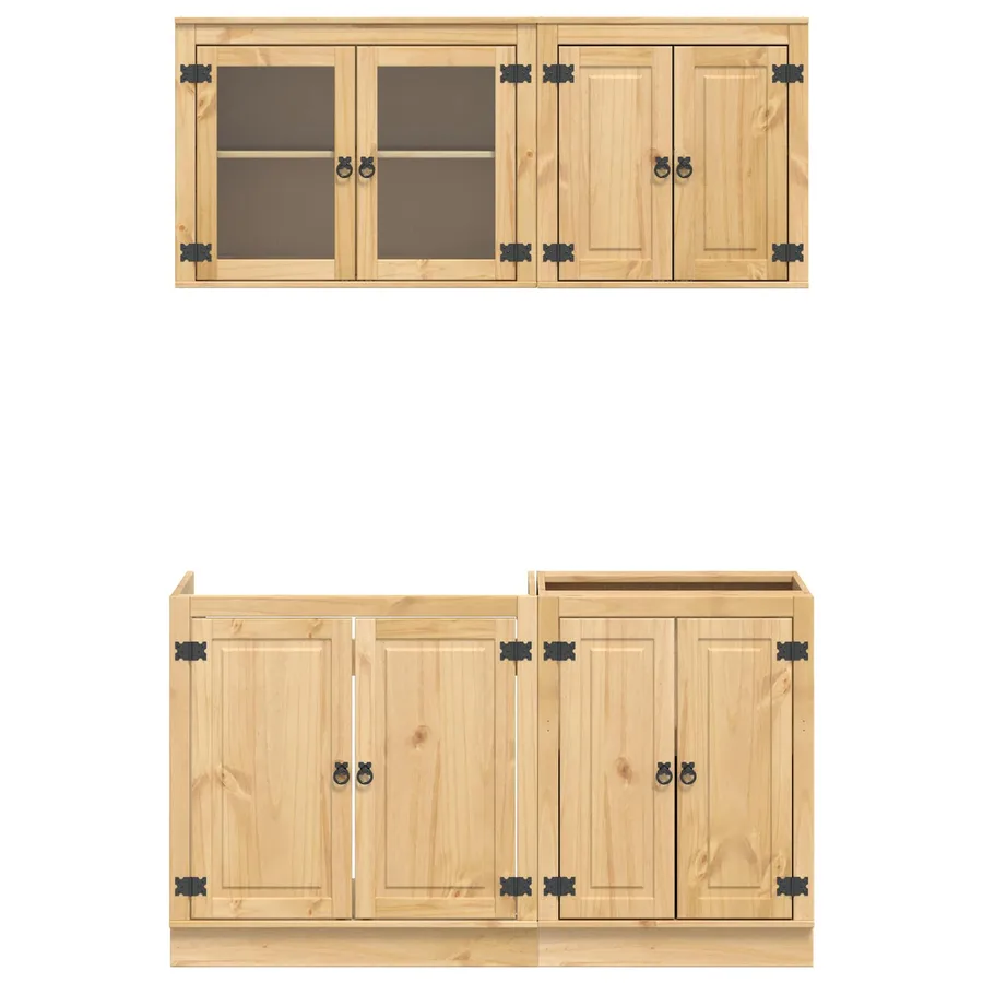 Armoire avec étagère avec porte SKI 4 pcs Brun Miel Pin massif - 7