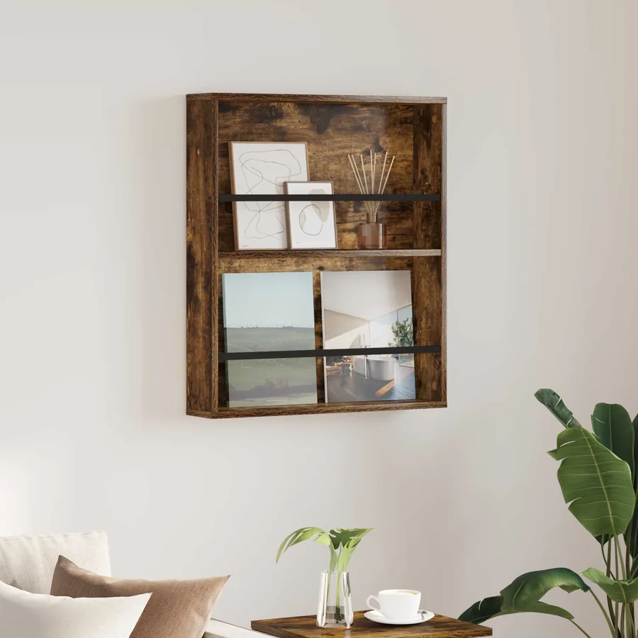 Étagère à magazines avec étagère Chêne fumé 60 x 12 x 70 cm