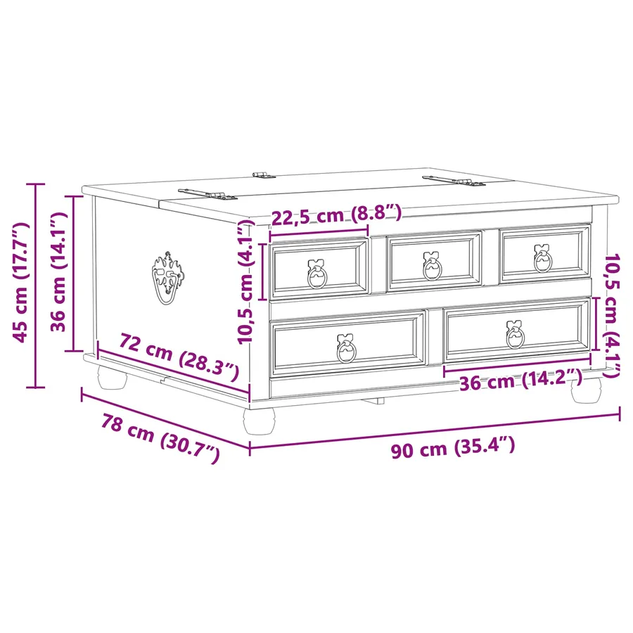 storage box avec tiroir Blanc 90 x 78 x 45 cm Pin massif - 11