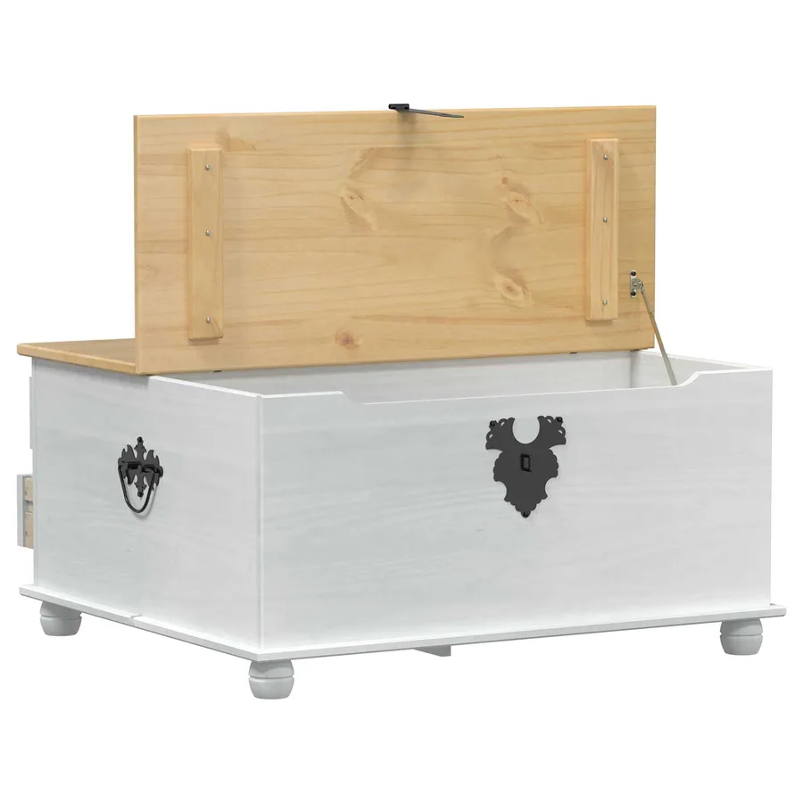 storage box avec tiroir Blanc 90 x 78 x 45 cm Pin massif - 4