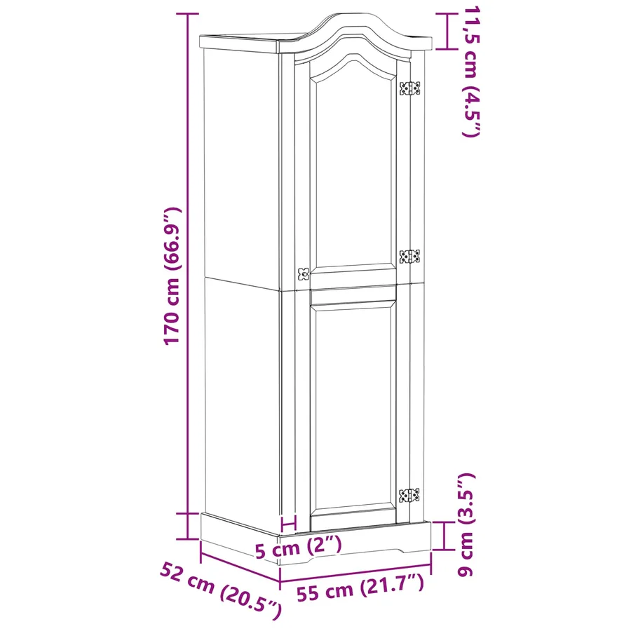 Armoires avec étagère Blanc 55 x 52 x 170 cm Pin massif - 9