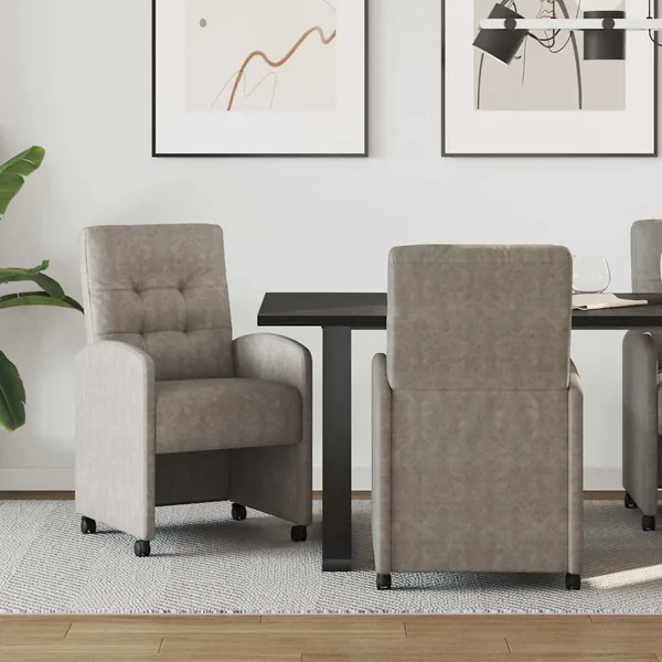 Chaises de Salle à Manger avec Roues 2 pcs Gris 58 x 67 x 97 cm