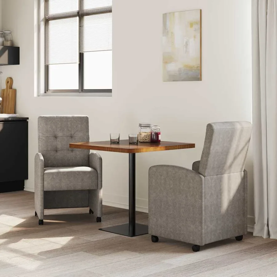 Chaises de Salle à Manger avec Roues 2 pcs Gris 58 x 67 x 97 cm - 3