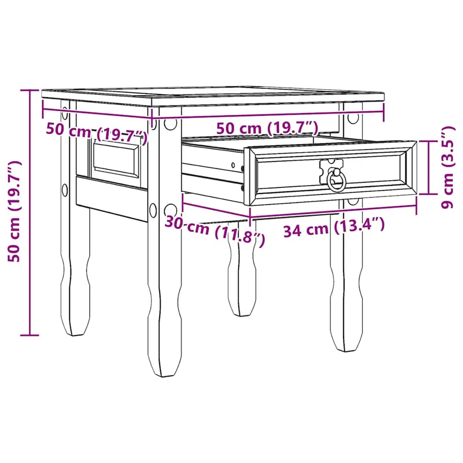 Table d'appoint Corona Blanc 50 x 50 x 50 cm Pin massif - 13