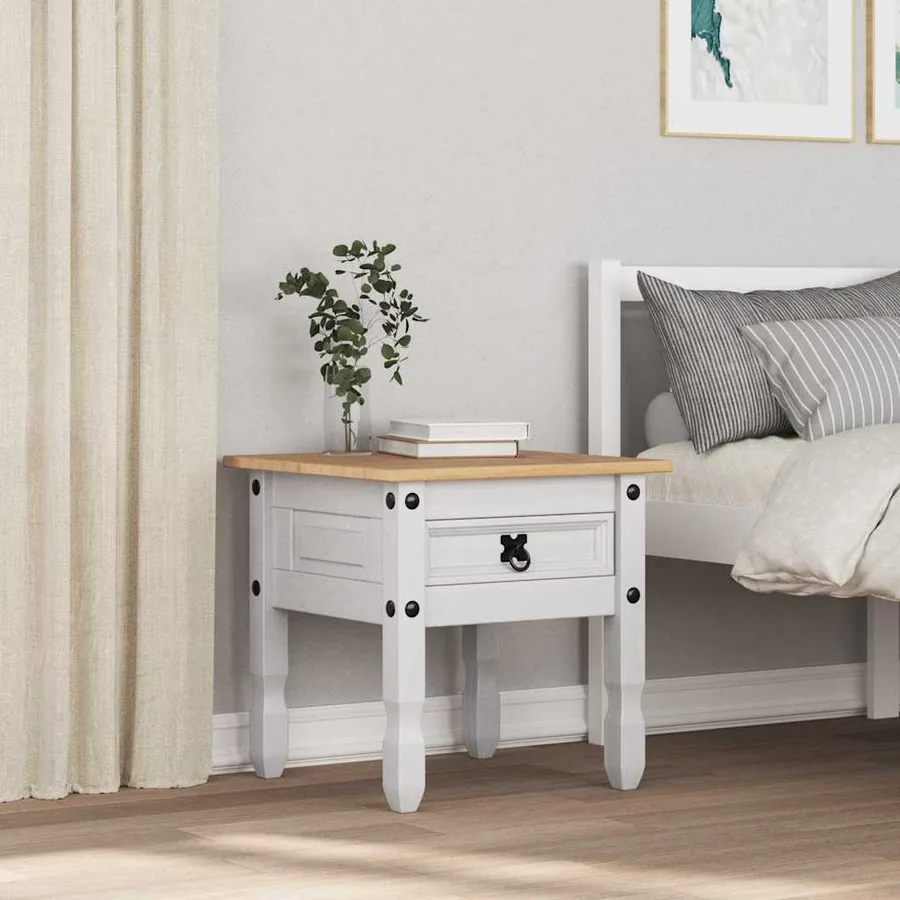 Table d'appoint Corona Blanc 50 x 50 x 50 cm Pin massif - 4