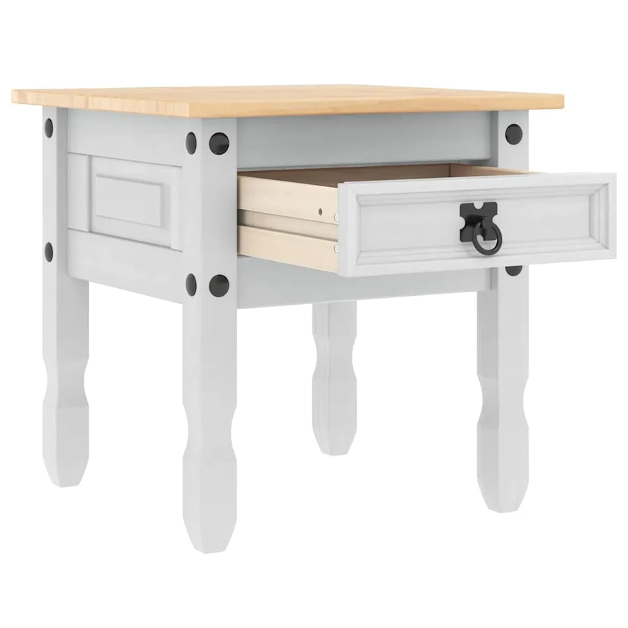 Table d'appoint Corona Blanc 50 x 50 x 50 cm Pin massif - 5