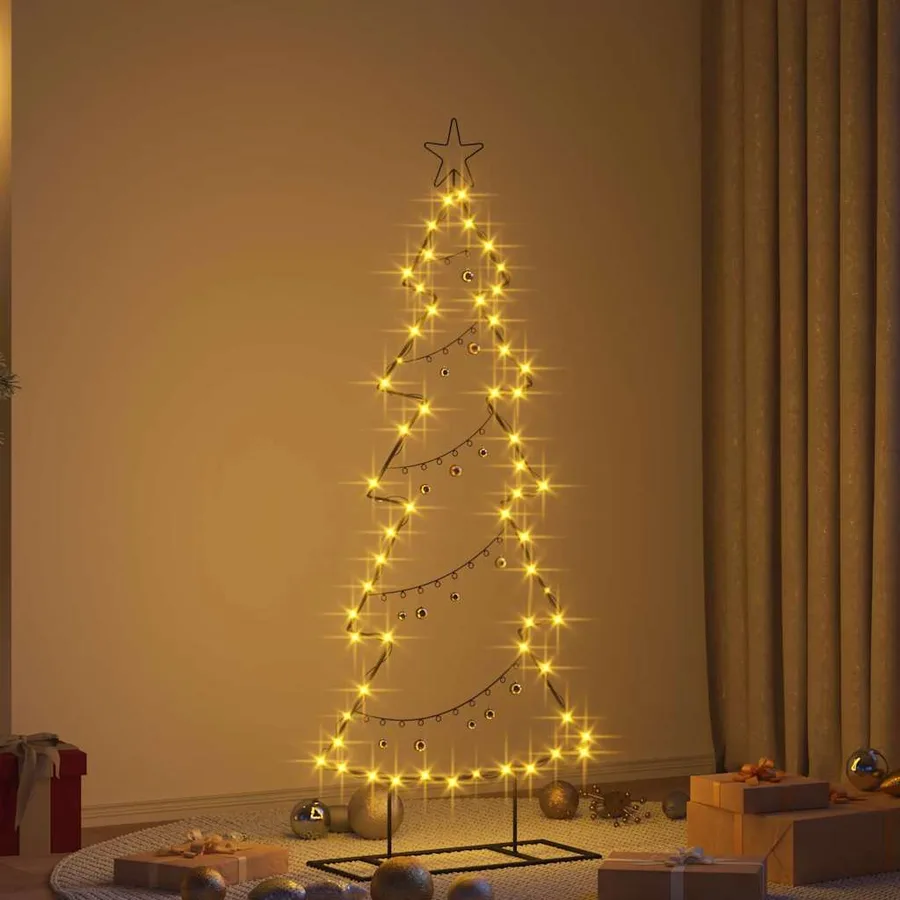 Arbre de Noël en métal avec support Noir 150 cm Acier - 4