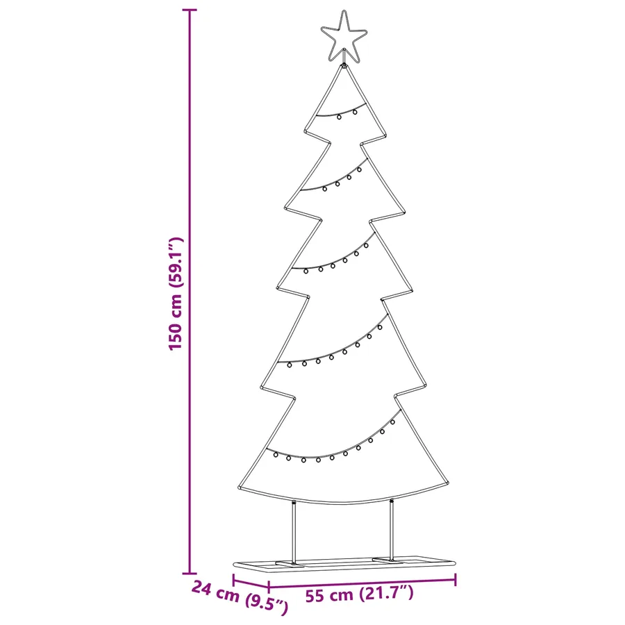 Arbre de Noël en métal avec support Noir 150 cm Acier - 9