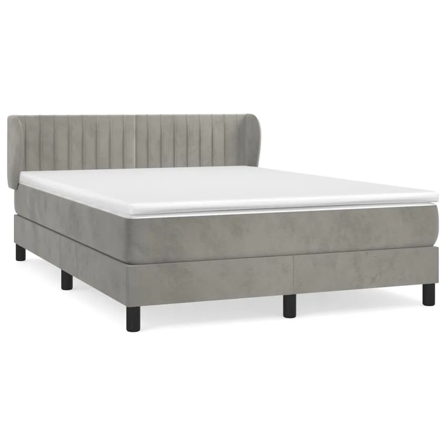 Sommier à lattes de lit et matelas Gris clair 140x200cm Velours - 2