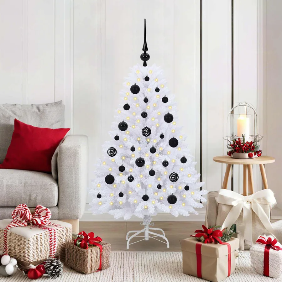 Sapin de Noël Artificiel à Branches Articulées Blanc 120 cm