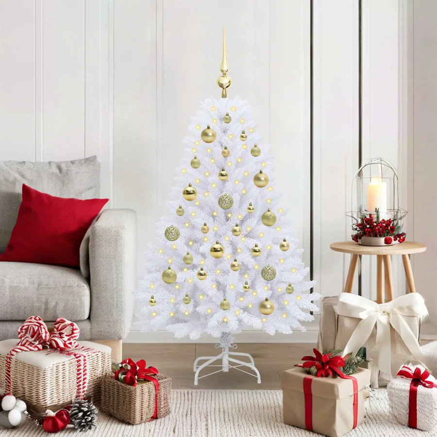 Sapin de Noël Artificiel à Branches Articulées Blanc 120 cm