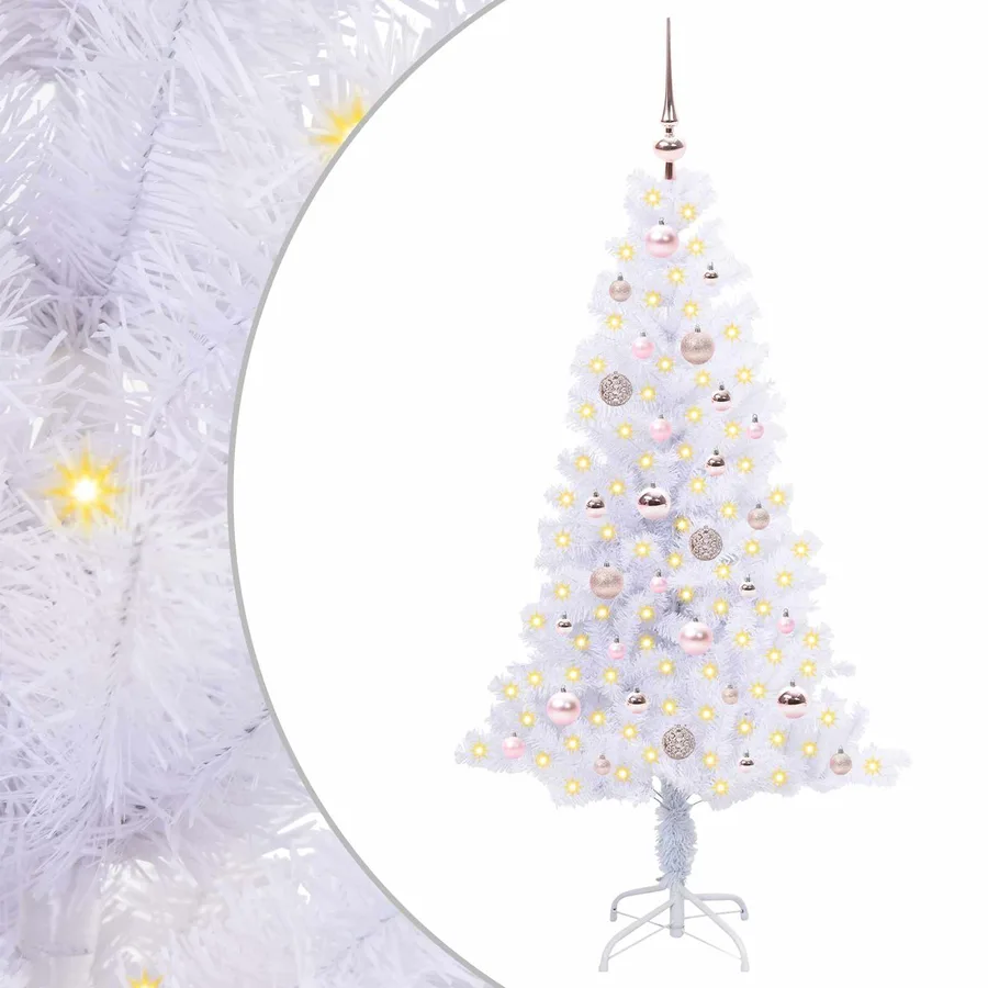 Sapin de Noël artificiel avec 150 LED Blanc 150 cm PVC et Acier - 2