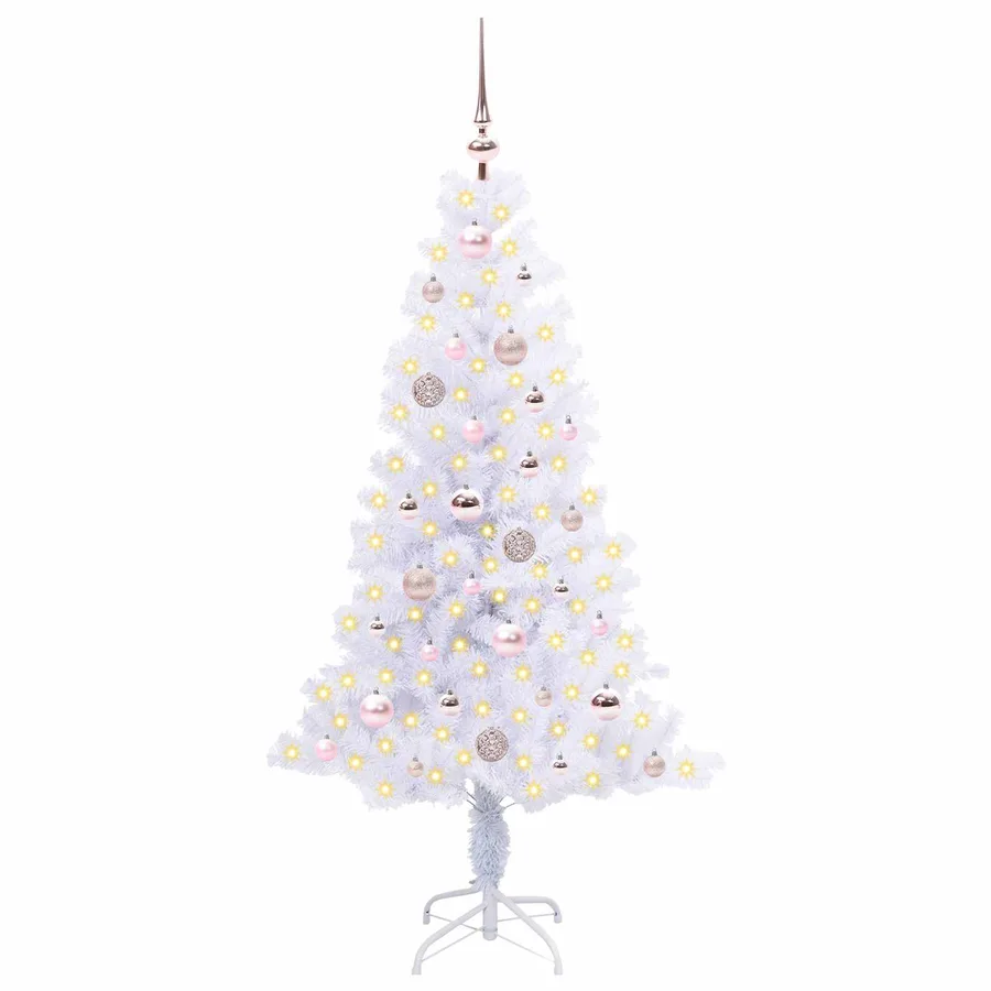 Sapin de Noël artificiel avec 150 LED Blanc 150 cm PVC et Acier - 3