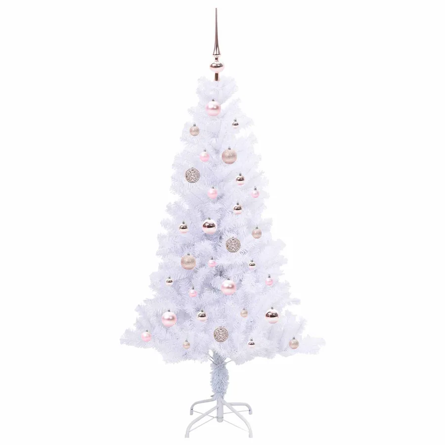 Sapin de Noël artificiel avec 150 LED Blanc 150 cm PVC et Acier - 4