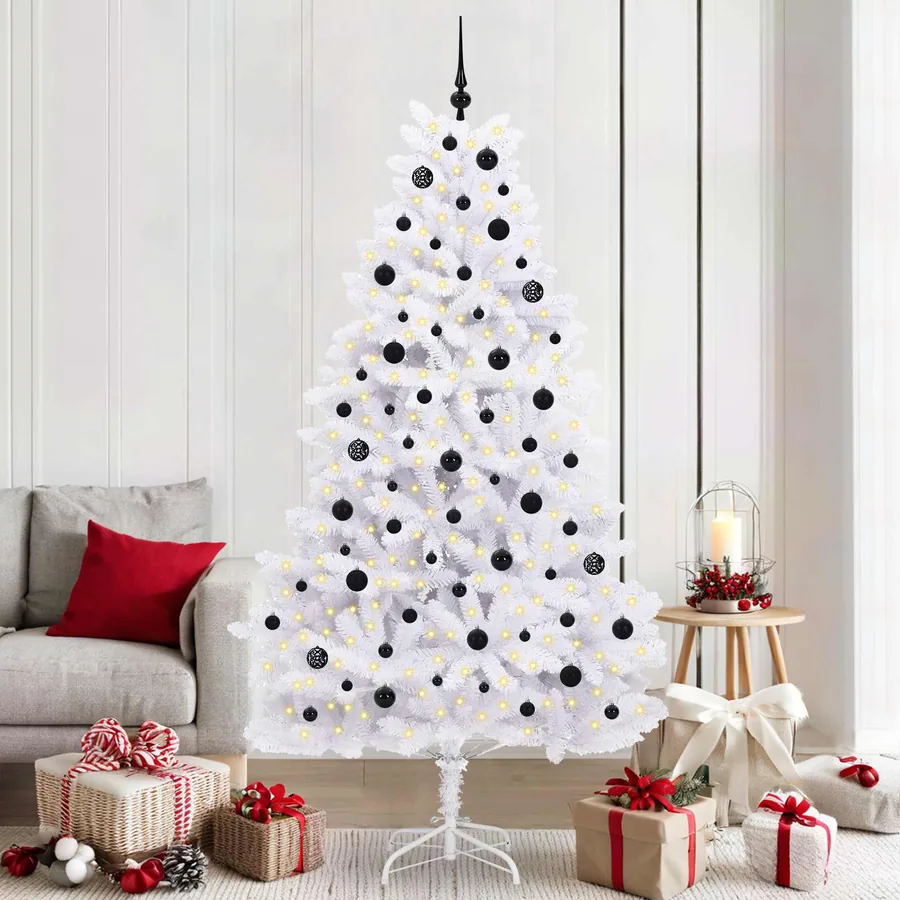 Sapin de Noël Artificiel à Branches Articulées Blanc 210 cm