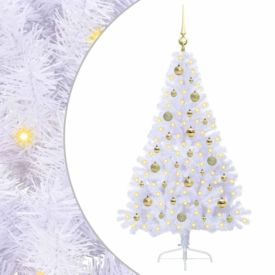 Sapin de Noël artificiel avec 150 LED Blanc 150 cm PVC et Acier - 2