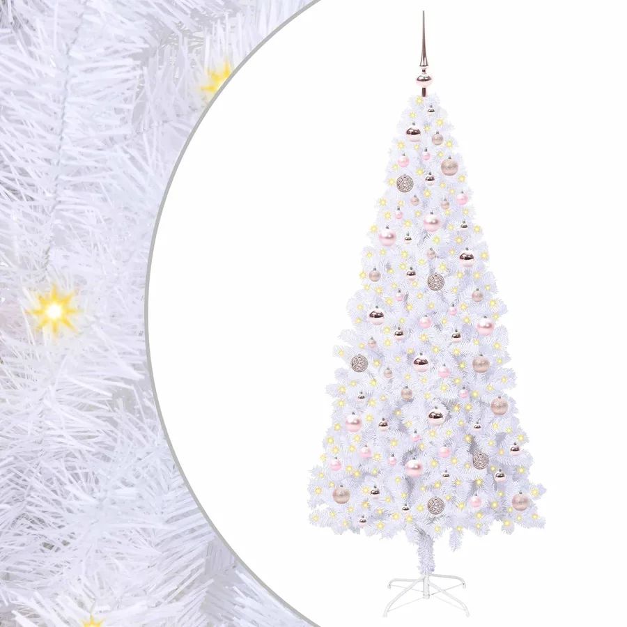 Sapin de Noël artificiel avec 300 LED Blanc 180 cm PVC et Acier - 2