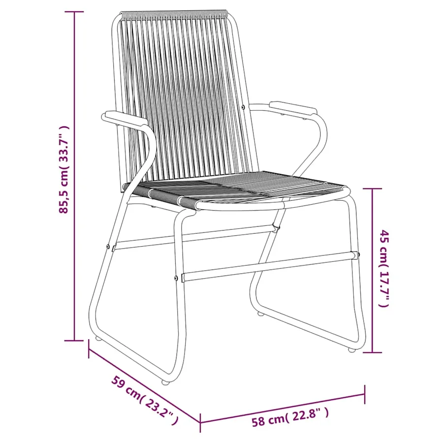 Ensemble à manger de jardin 3 pcs noir rotin PVC - 12