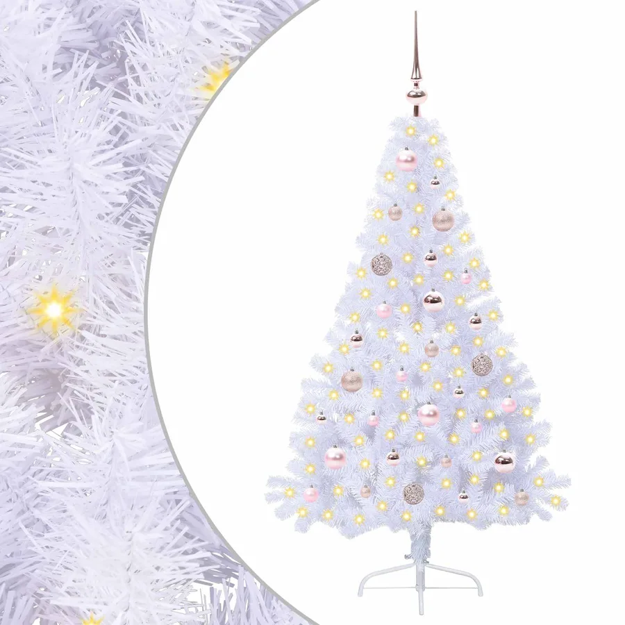 Sapin de Noël artificiel avec 150 LED Blanc 150 cm PVC et Acier - 2