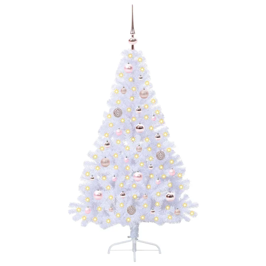 Sapin de Noël artificiel avec 150 LED Blanc 150 cm PVC et Acier - 3