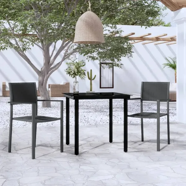 Ensemble à manger de jardin 3 pcs Noir