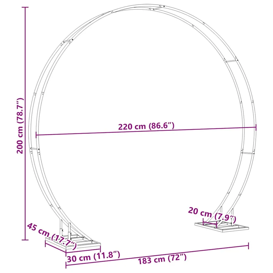 Arche de mariage Doré 220 x 45 x 200 cm Acier - 9
