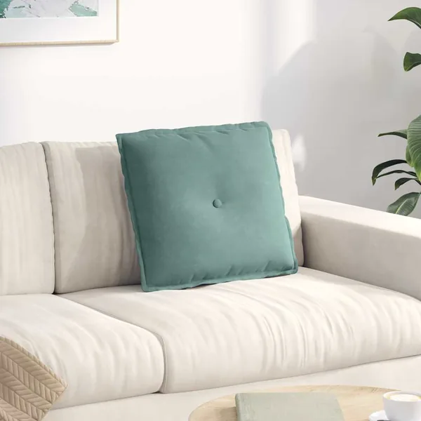 Coussin de Dos Vert Mer 50 x 45 cm Tissu en velours côtelé