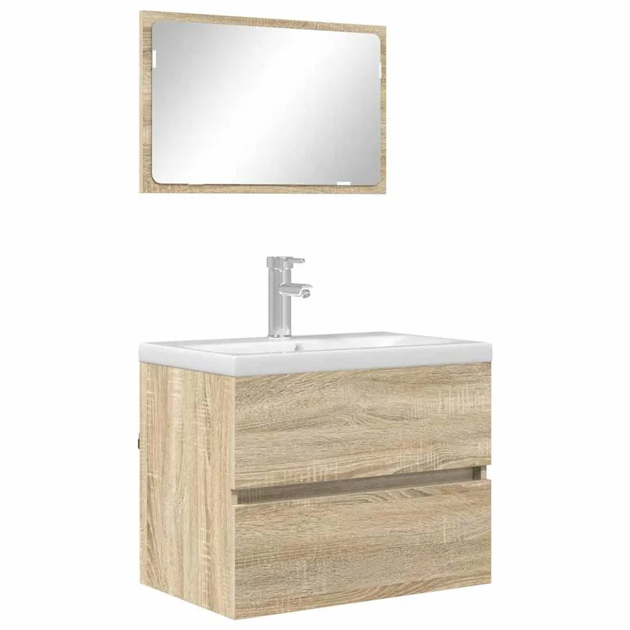 Ensemble de mobilier de salle de bain avec tiroir Chêne Sonoma - 3