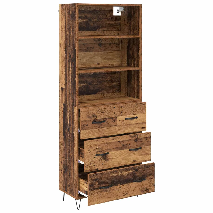Haut Armoire avec tiroir 2 pcs Bois ancien Bois d'ingénierie - 5