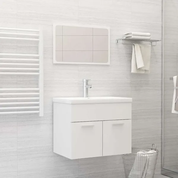 Ensemble de meubles salle de bain 2 pcs Blanc Bois d'ingénierie