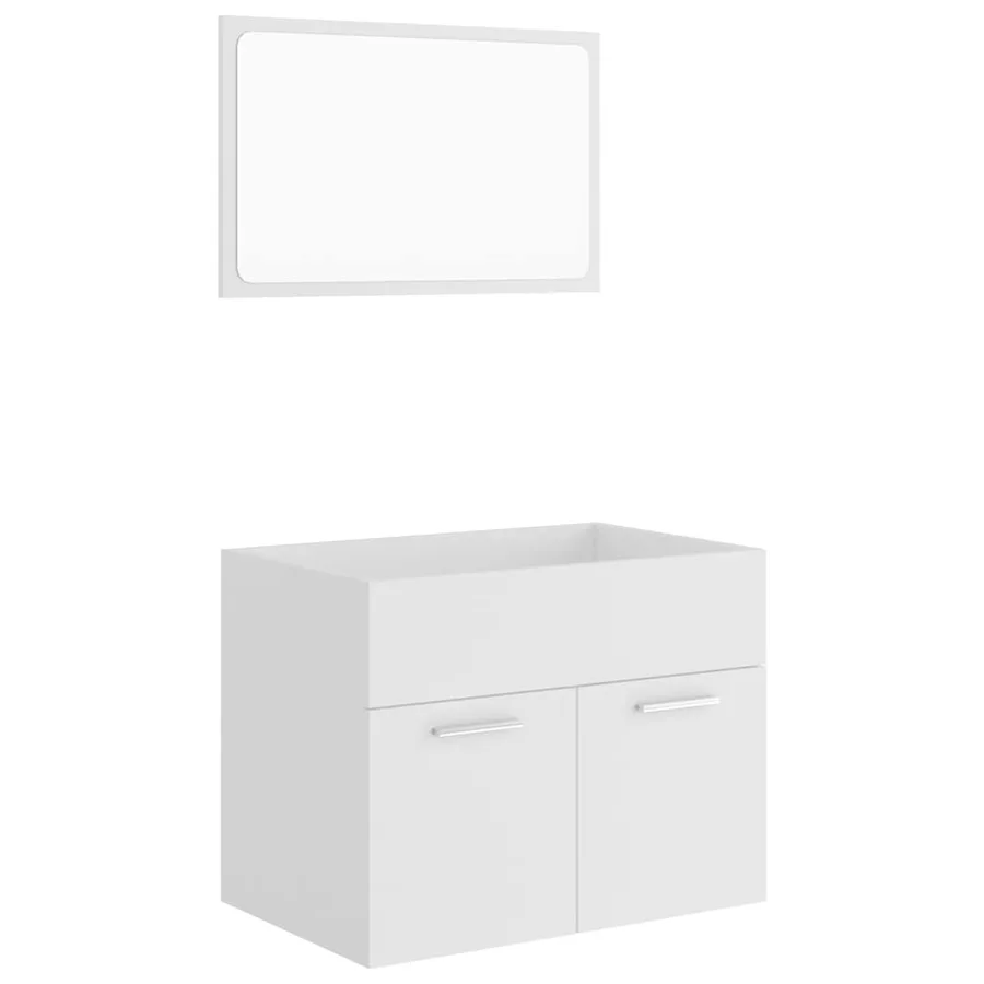 Ensemble de meubles salle de bain 2 pcs Blanc Bois d'ingénierie - 2