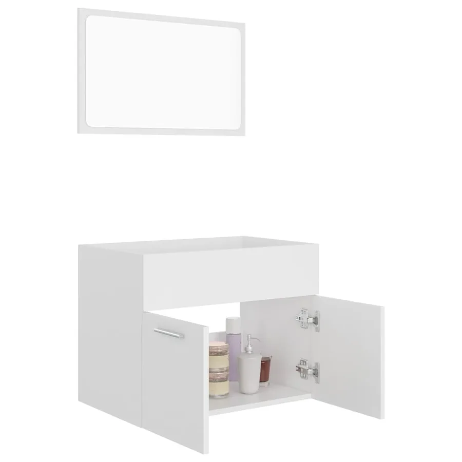 Ensemble de meubles salle de bain 2 pcs Blanc Bois d'ingénierie - 4