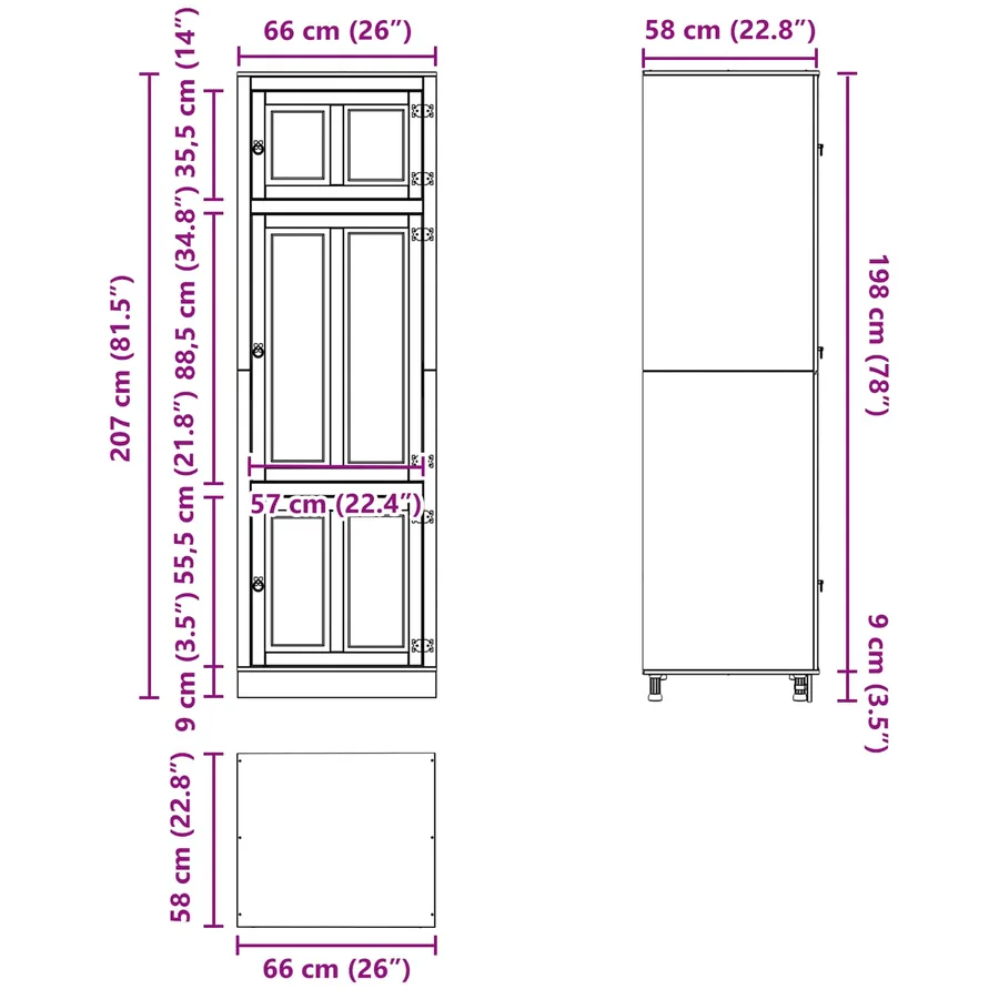 Armoire SKI Brun Miel 66 x 58 x 207 cm Pin massif - 13