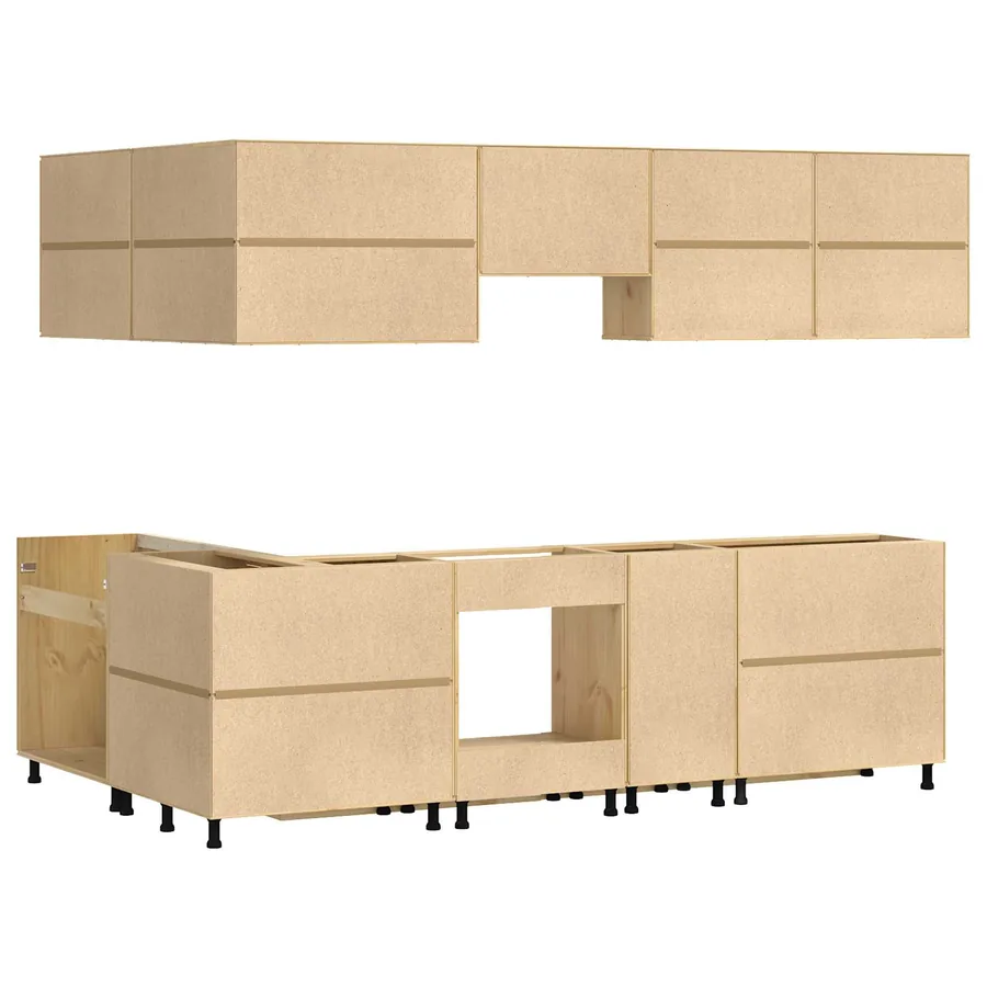 Armoire avec tiroir avec porte SKI 10 pcs Brun Miel Pin massif - 10