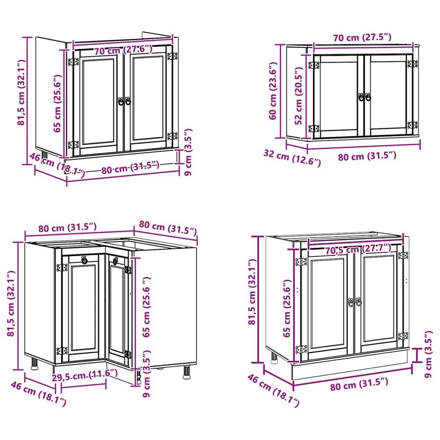 Armoire avec tiroir avec porte SKI 10 pcs Brun Miel Pin massif - 18