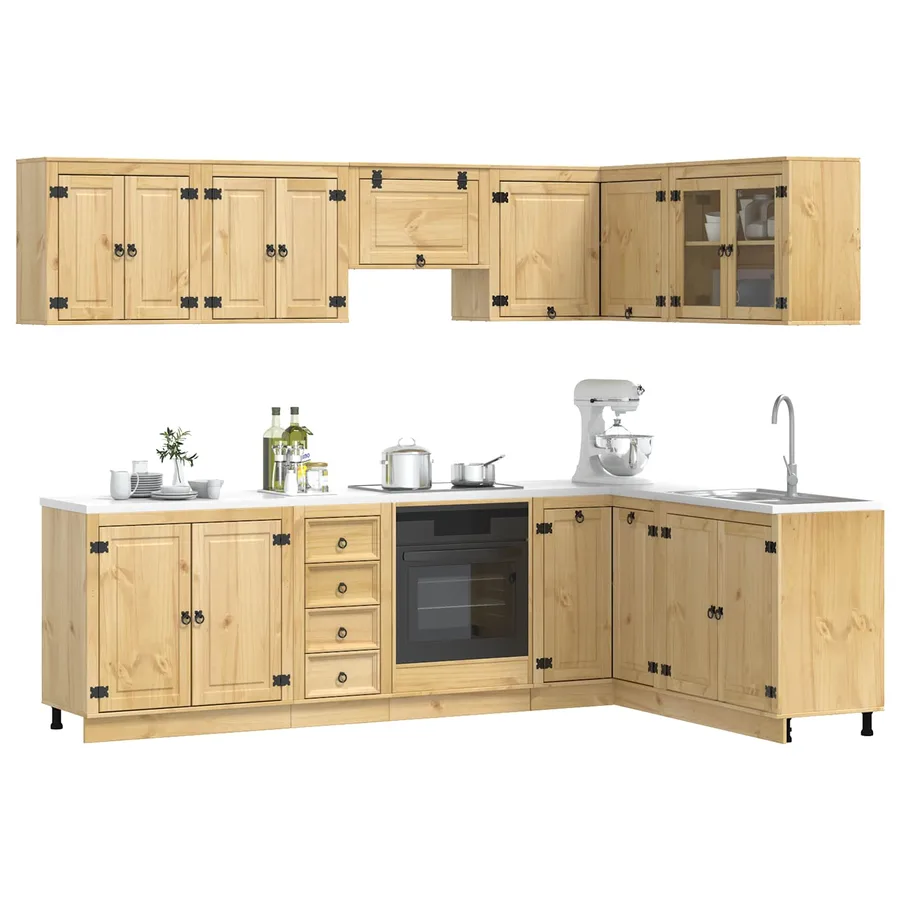 Armoire avec tiroir avec porte SKI 10 pcs Brun Miel Pin massif - 3