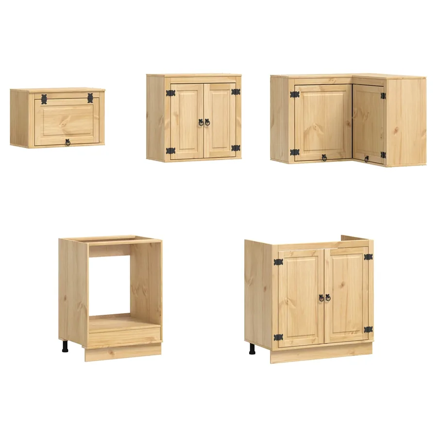 Armoire avec tiroir avec porte SKI 10 pcs Brun Miel Pin massif - 6