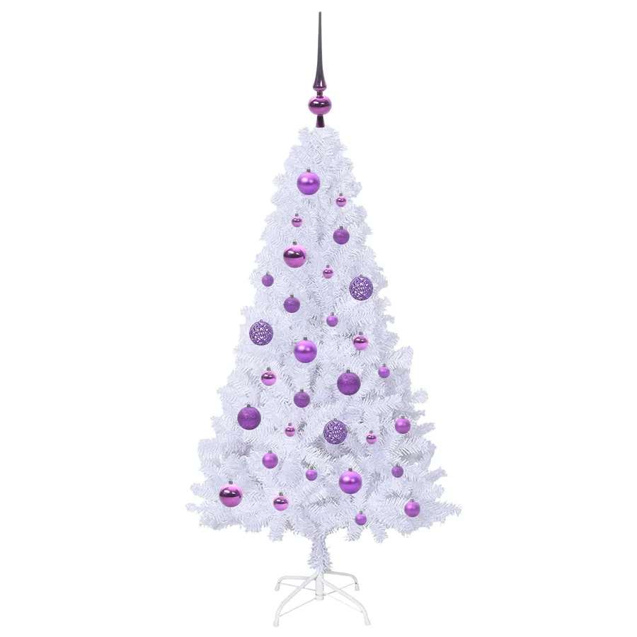 Sapin de Noël artificiel avec 150 LED Blanc 120 cm PVC et Acier - 4