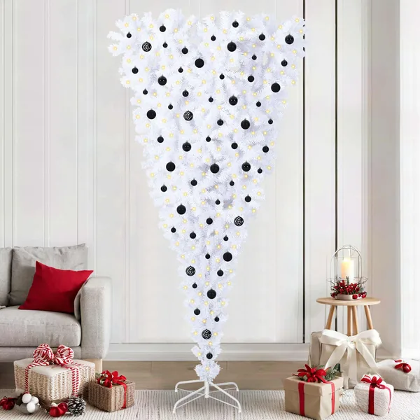 Sapin de Noël artificiel avec 300 LED Blanc 240 cm PVC et Acier
