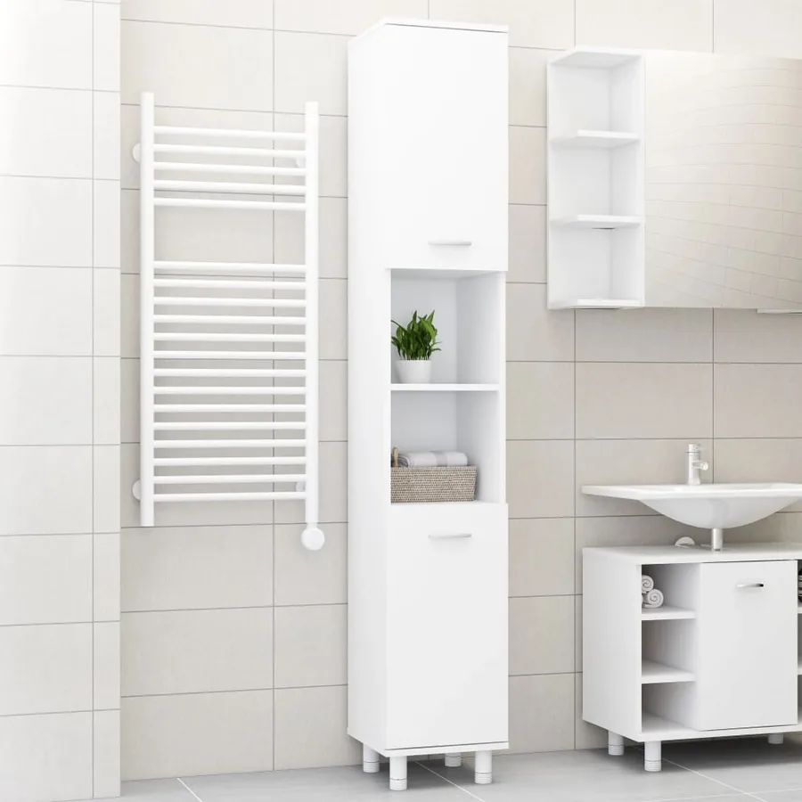 Armoire de salle de bain Blanc 30x30x179 cm Bois d'ingénierie