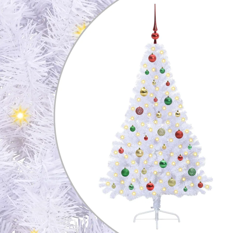 Sapin de Noël artificiel avec 150 LED Blanc 150 cm PVC et Acier - 2