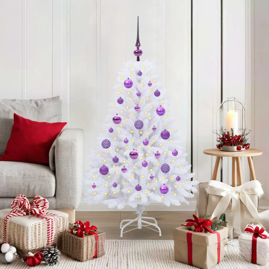 Sapin de Noël Artificiel à Branches Articulées Blanc 120 cm