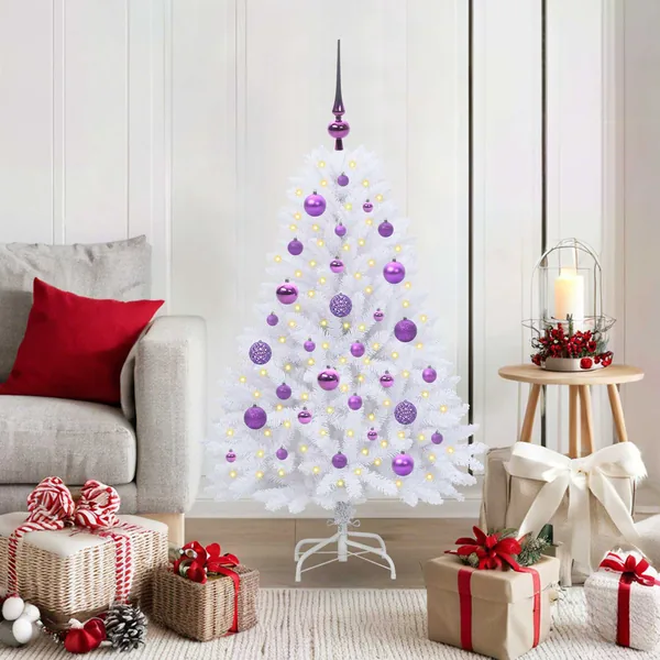 Sapin de Noël Artificiel à Branches Articulées Blanc 120 cm
