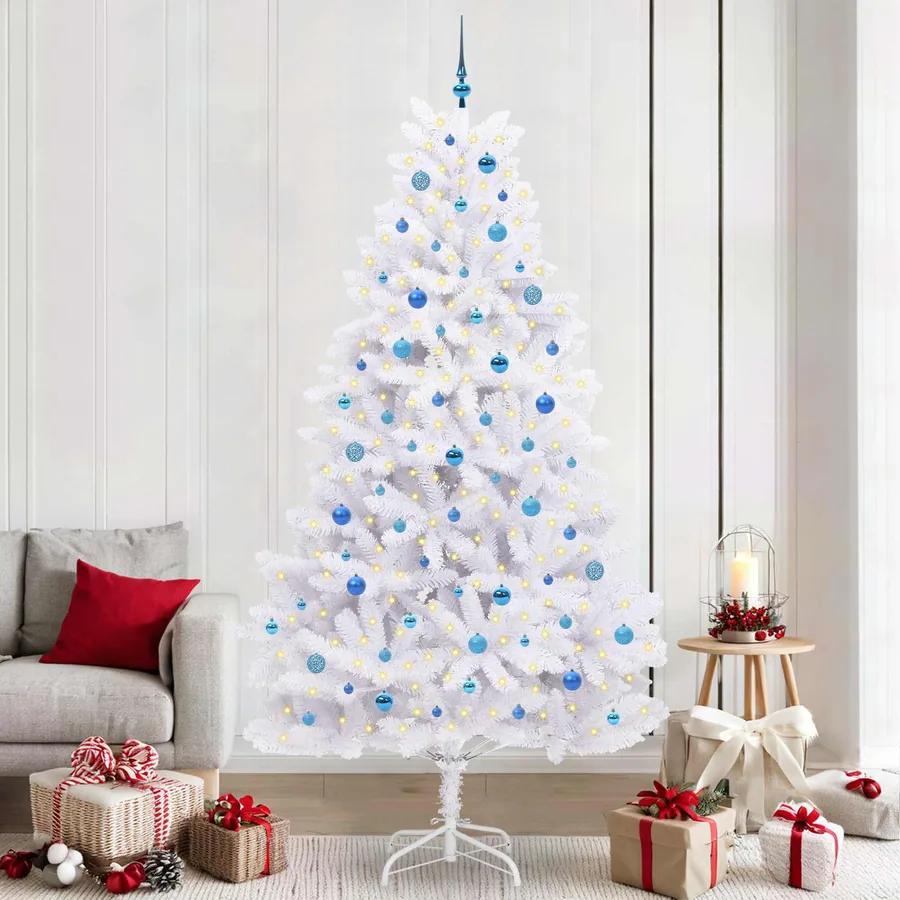 Sapin de Noël Artificiel à Branches Articulées Blanc 240 cm