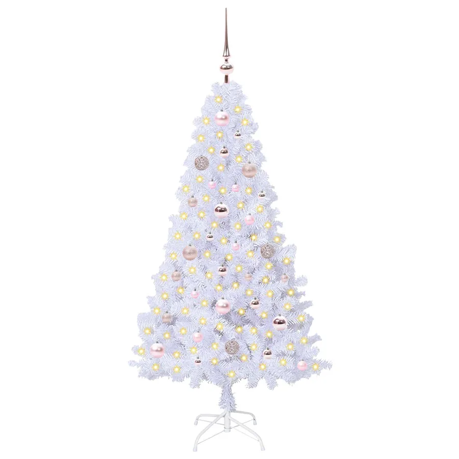 Sapin de Noël artificiel avec 150 LED Blanc 150 cm PVC et Acier - 3