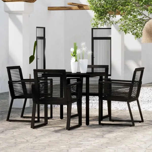 Ensemble à manger de jardin 5 pcs Noir