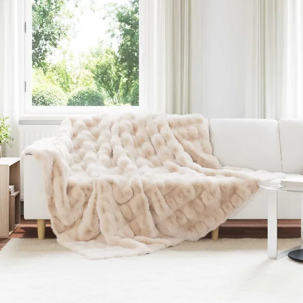 Couverture antidérapante en fausse de lapin Olite 4 pcs Beige