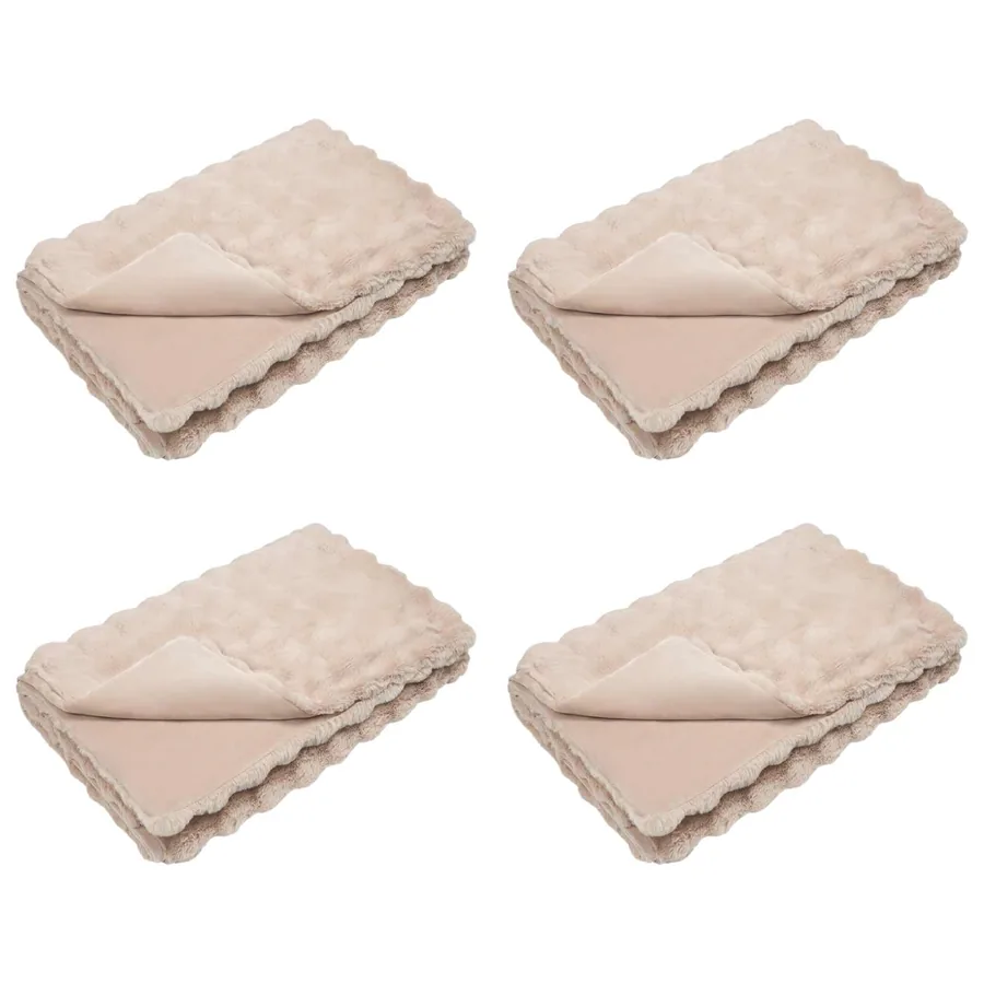 Couverture antidérapante en fausse de lapin Olite 4 pcs Beige - 2